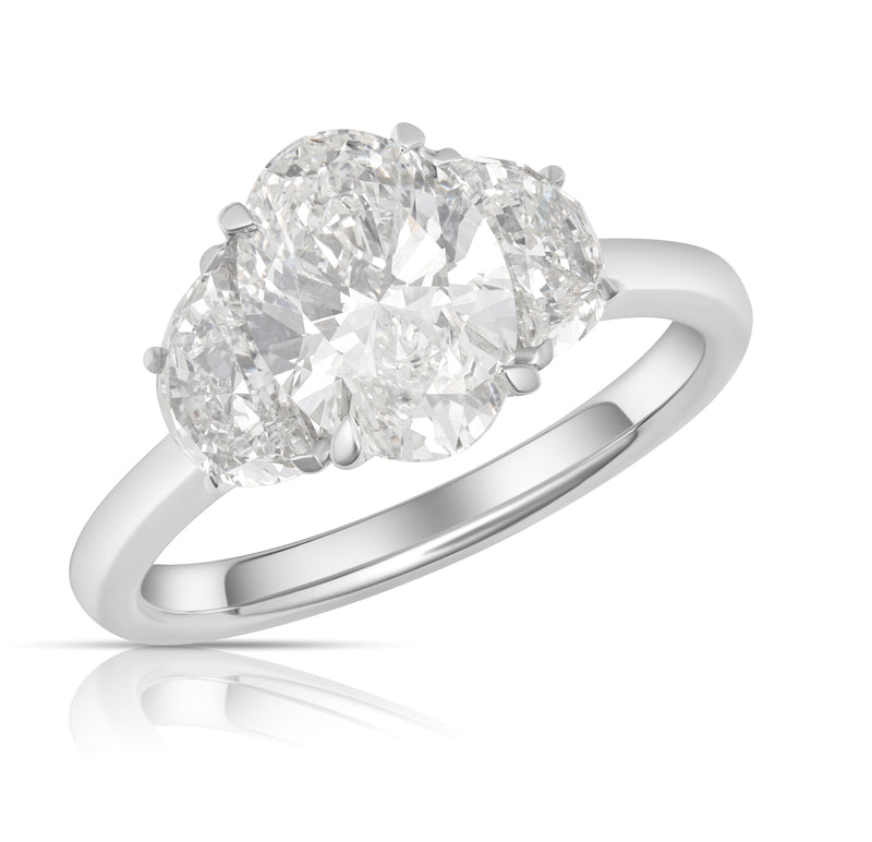 3.07ctw Lab Grown Oval 3-Stone Diamond 14KW Ring