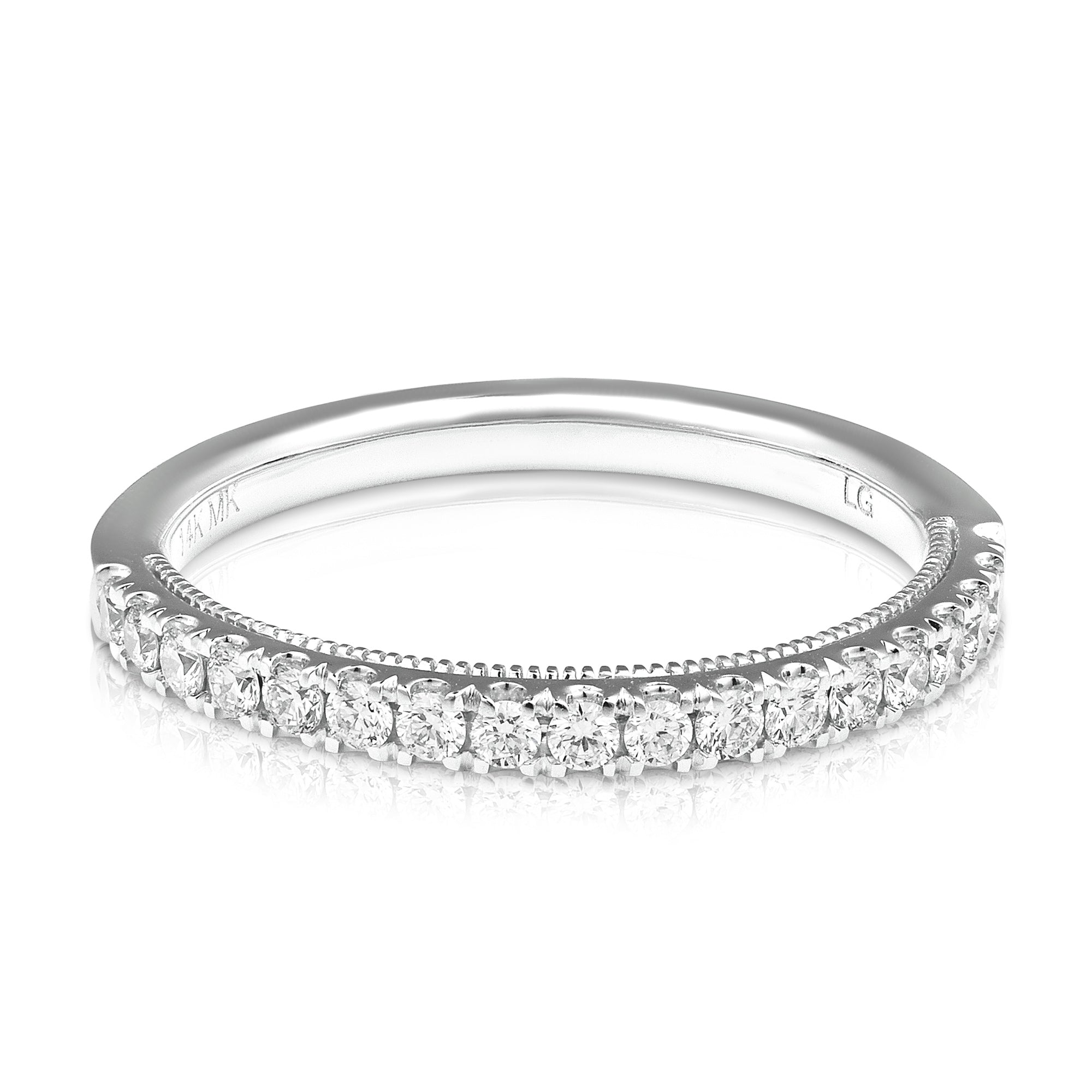14K White Gold Lab Diamond Milgrain Band .34ctw