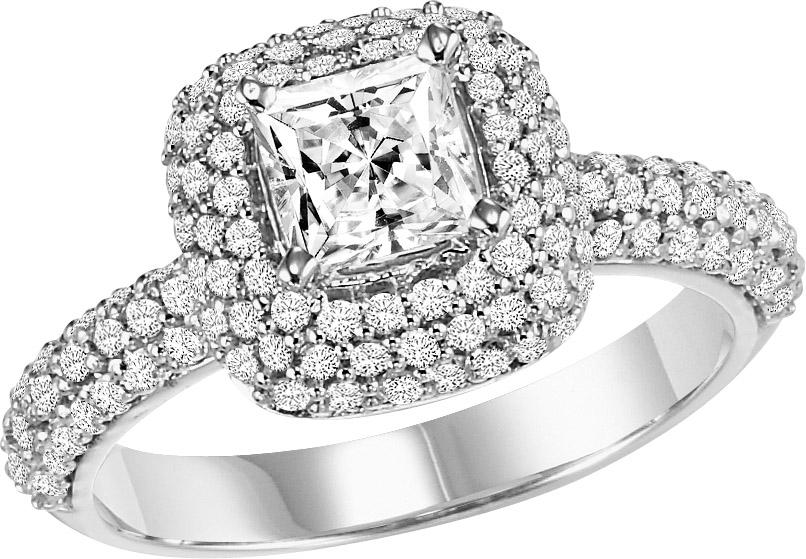 14K White Gold Double Halo Engagement Setting