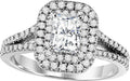 1.45 CTW Radiant Cut Halo Diamond Engagement Ring