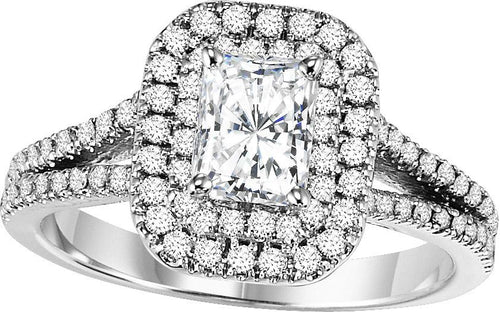 1.45 CTW Radiant Cut Halo Diamond Engagement Ring