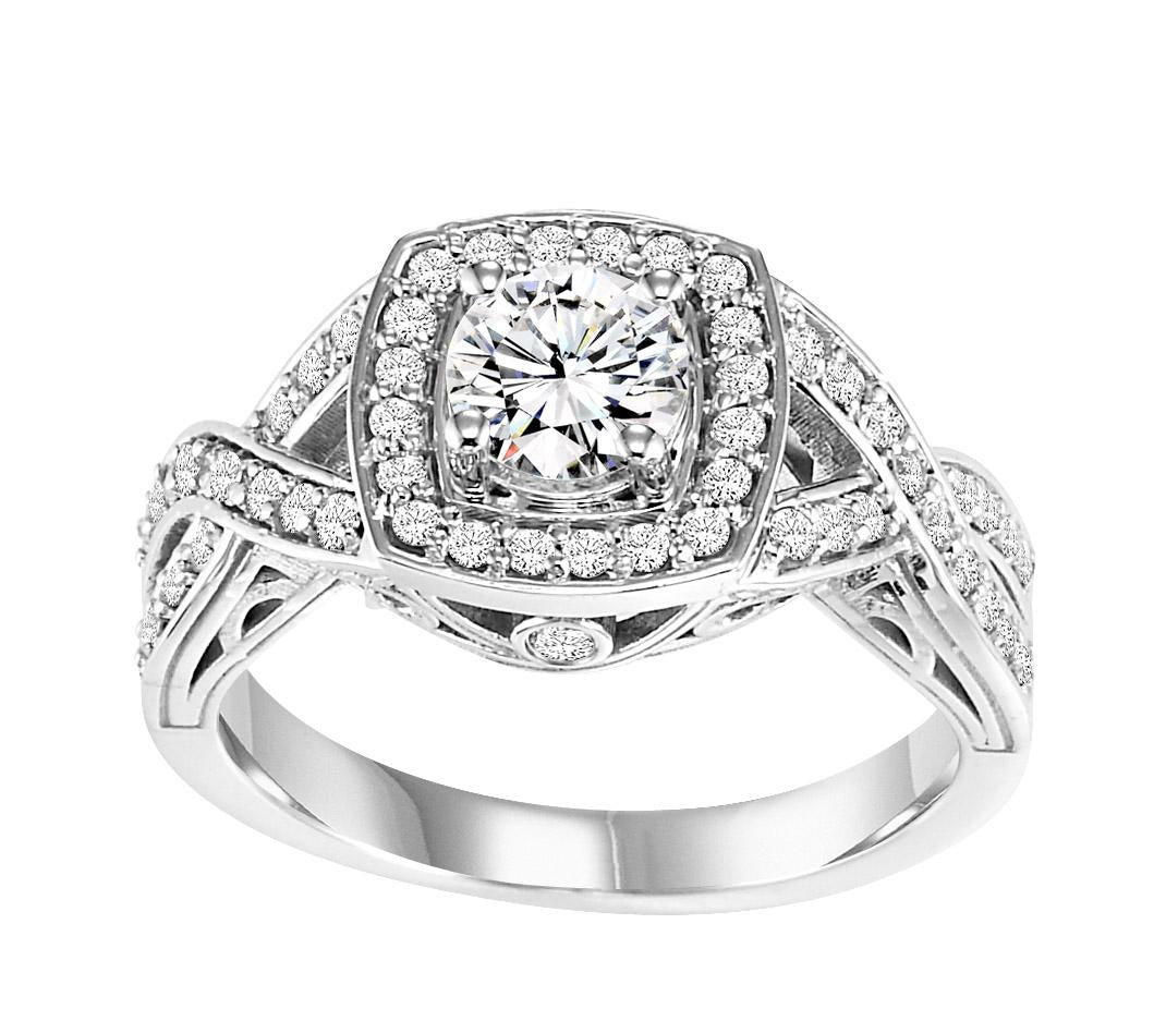Halo Diamond Engagement 5/8 CTW Setting with Braided Band
