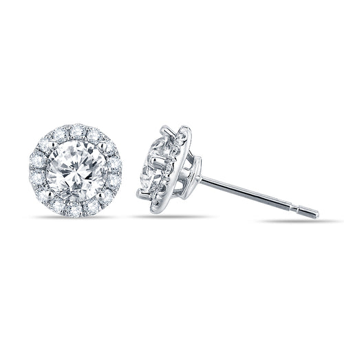 1 Carat Diamond Halo Earrings