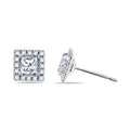 3/4 carat Princess Halo earrings