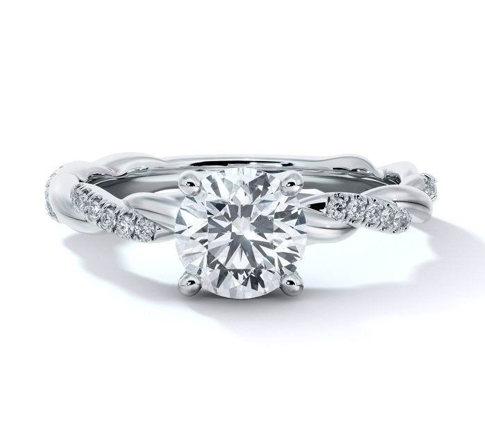 14K White Gold Pave' Rope Engagment Ring