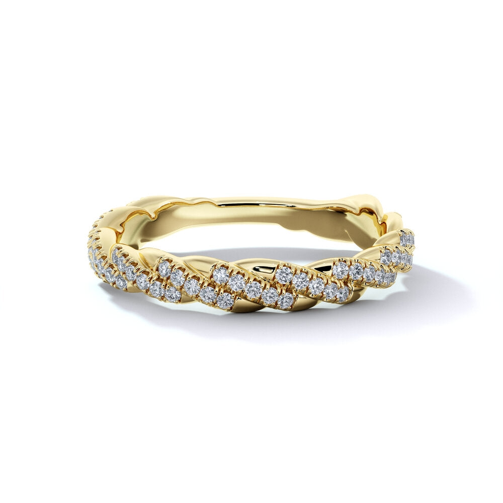 Full Pave Diamond Twisted Wedding Band