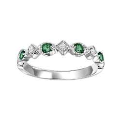 Emerald & Diamond Stackable Band