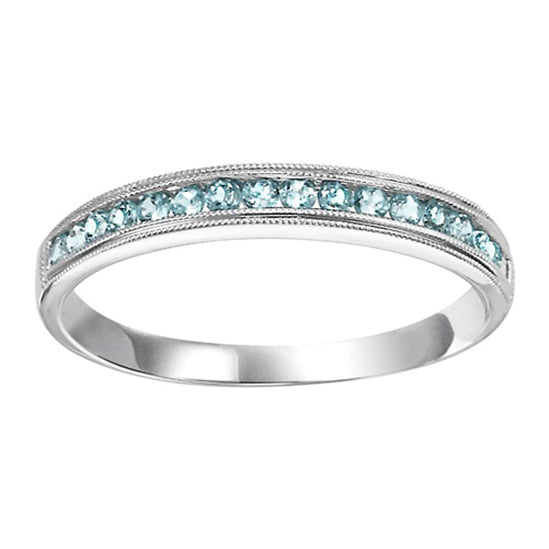 10K AQUAMARINE Stackable Ring