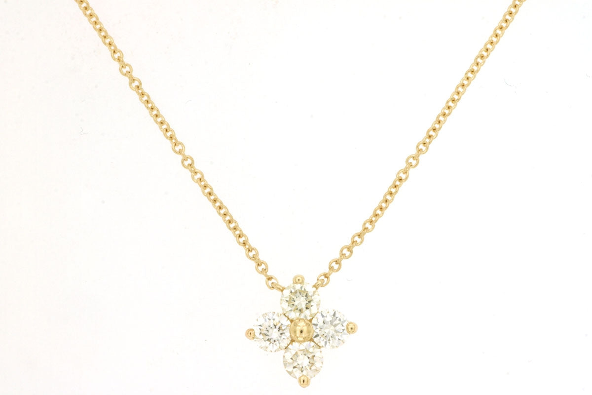 Dazzling .41CTW 14K Gold Floral Diamond Necklace