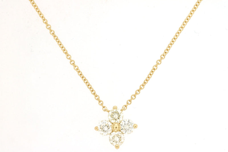 Dazzling .41CTW 14K Gold Floral Diamond Necklace