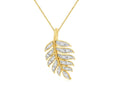 14K Yellow Gold Palm Leaf Diamond Pendant Necklace