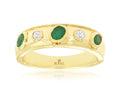 14K Gold Emerald Diamond Bezel Milgrain Band