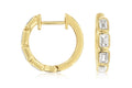 14KY Bezel Emerald Cut Diamond Hoop Earrings 0.85CTW