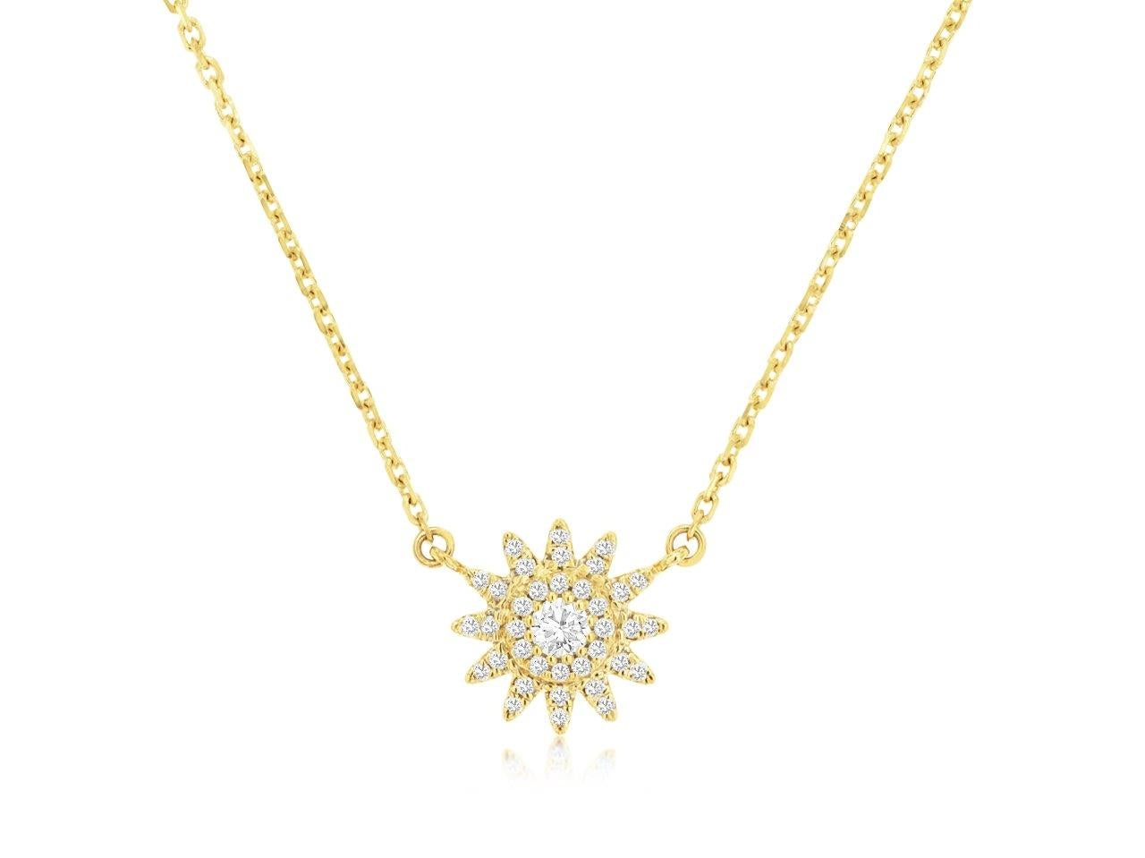 14KY .17CTW DIAMOND SUNBURST PENDANT