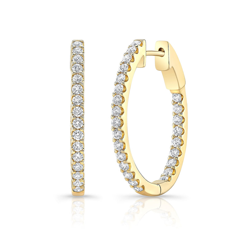 14KY 1.00CTW Oval Diamond Hoops