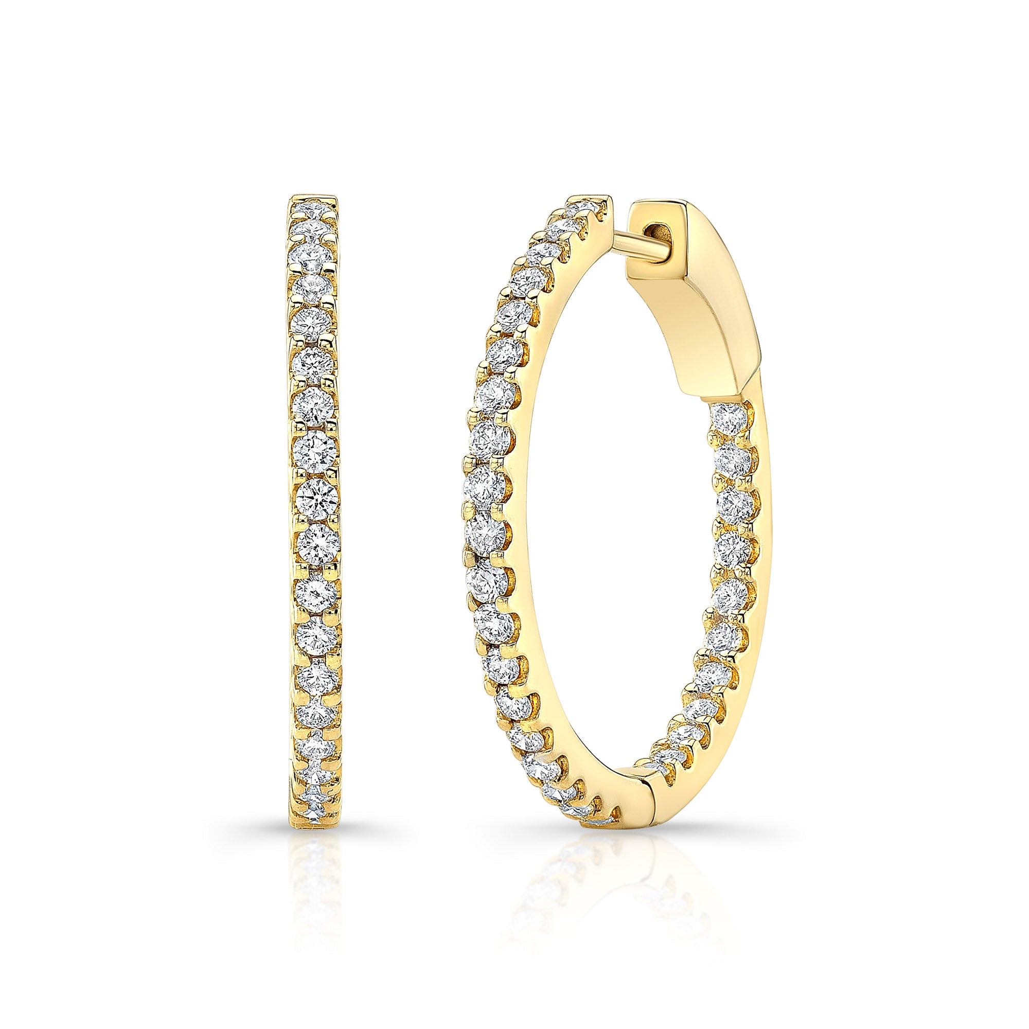 14K Yellow Gold 1.00CTW Diamond Hoops