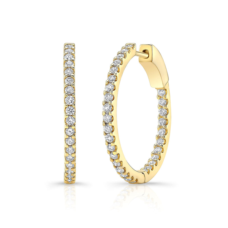 14K Yellow Gold 1.00CTW Diamond Hoops