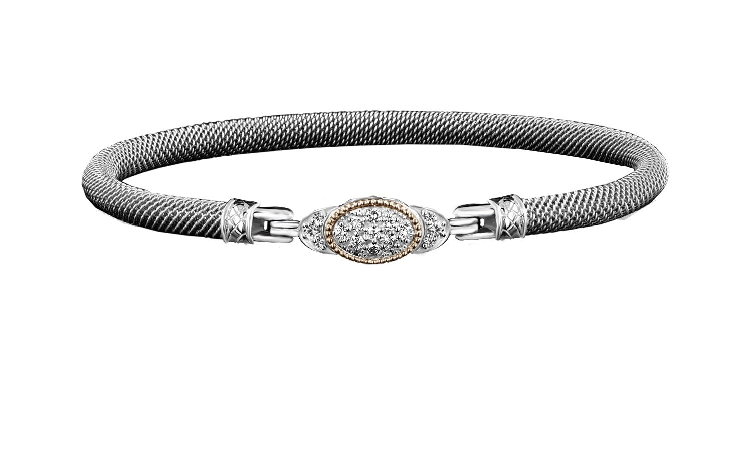 Sterling Silver 14k YG Lab Grown Oval Bracelet