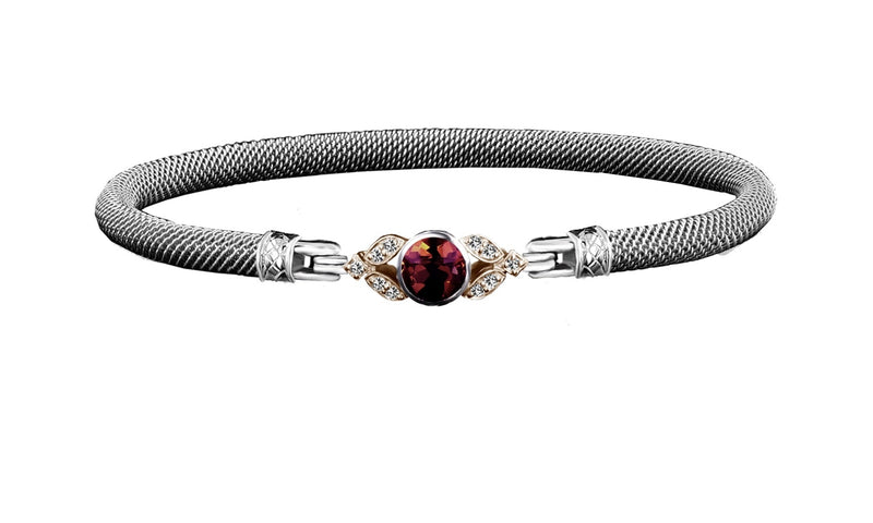 Sterling Silver Amethyst Mesh Cuff Bracelet