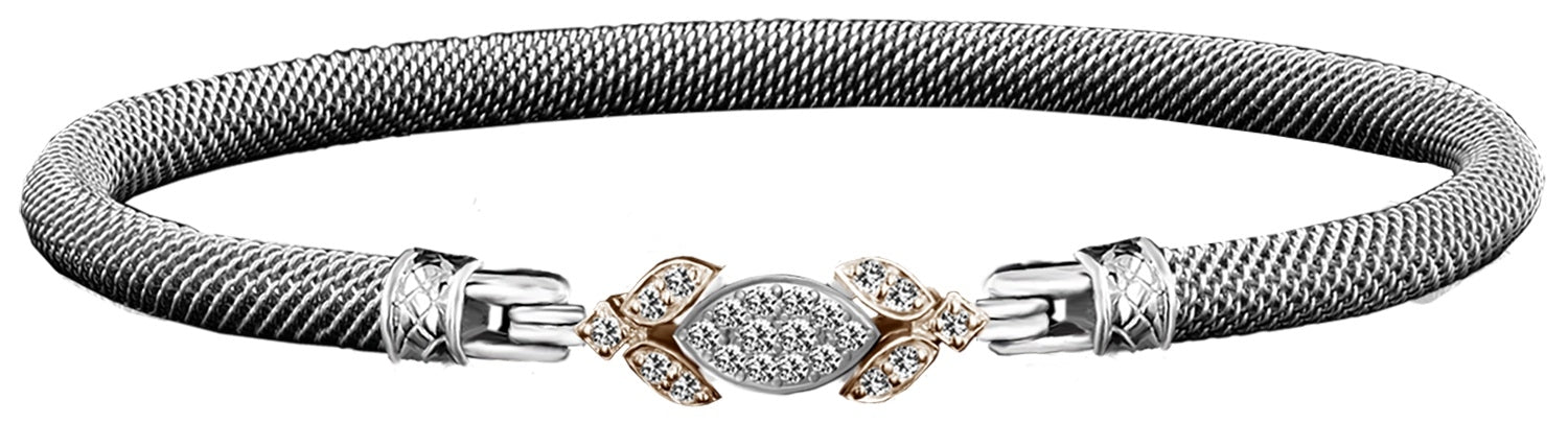 Sterling Silver 14K YG Lab Diamond Petal Bracelet