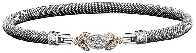Sterling Silver 14K YG Lab Diamond Petal Bracelet