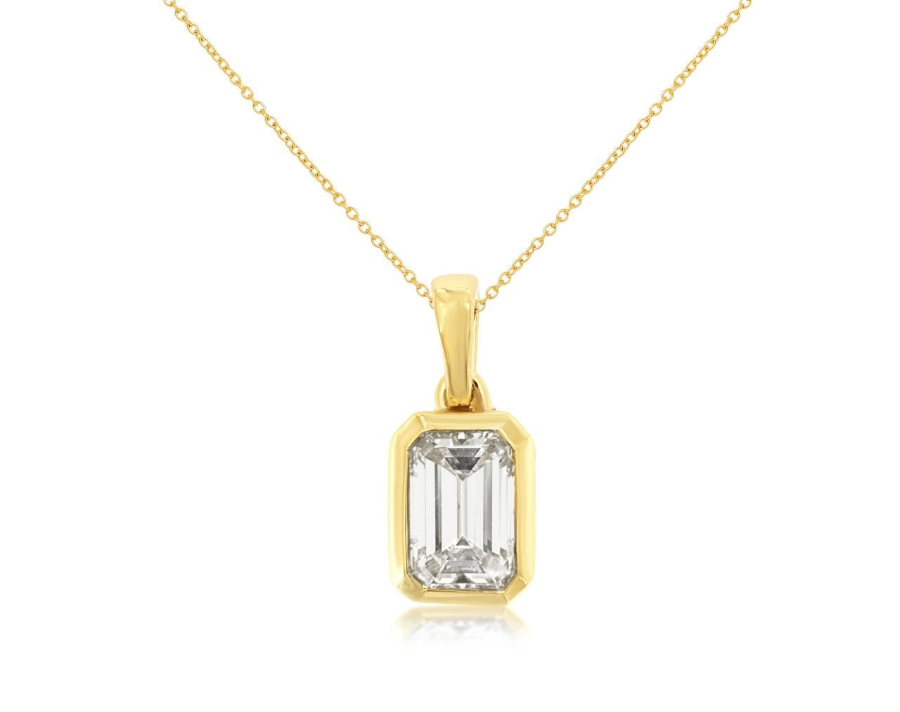 Yellow Gold Emerald Cut Lab Grown Diamond Pendant