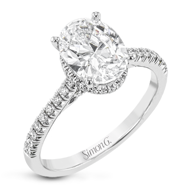 Simon G 18K Oval Hidden Halo Diamond Setting