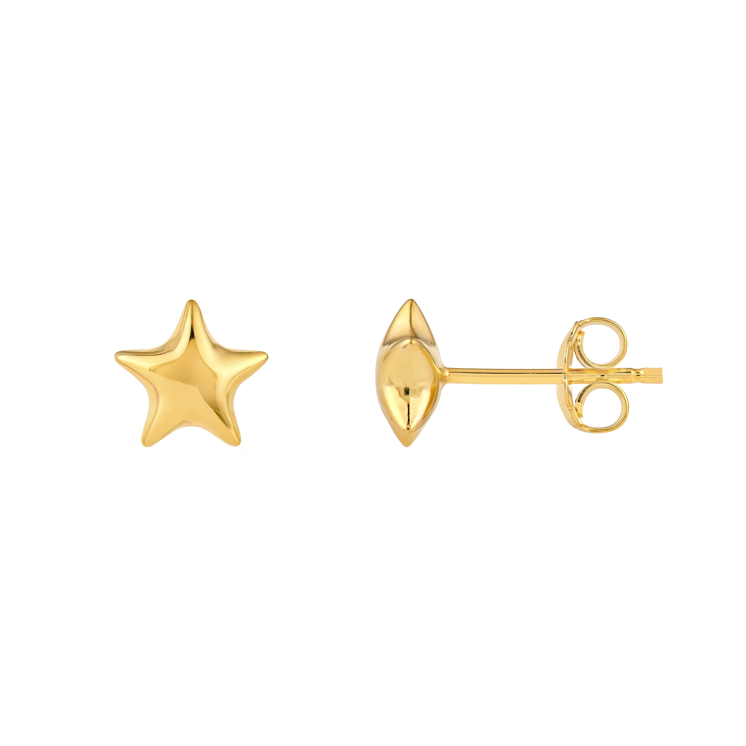 14K Yellow Gold Star Stud Earrings