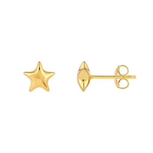 14K Yellow Gold Star Stud Earrings