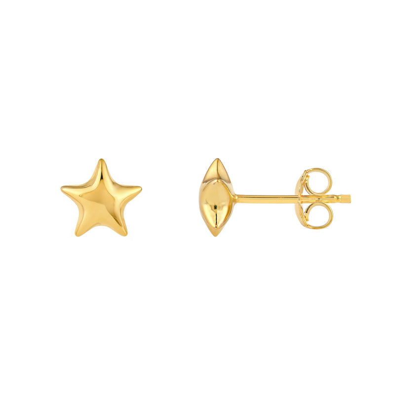 14K Yellow Gold Star Stud Earrings