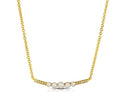 14K Yellow Gold Pearl & Diamond Bar Necklace