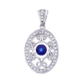 14K White Sapphire & Diamond Pendant