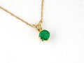 Vibrant Green Emerald Solitaire 14K Gold Necklace