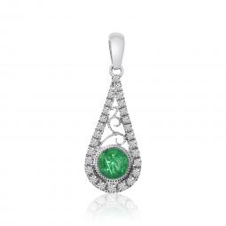 Tear Drop Emerald and Diamond Pendant