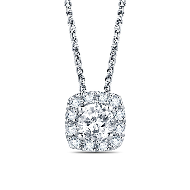 1/2 ctw Cushion Halo Diamond Pendant
