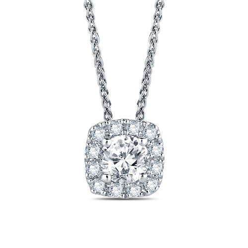 1/2 ctw Cushion Halo Diamond Pendant