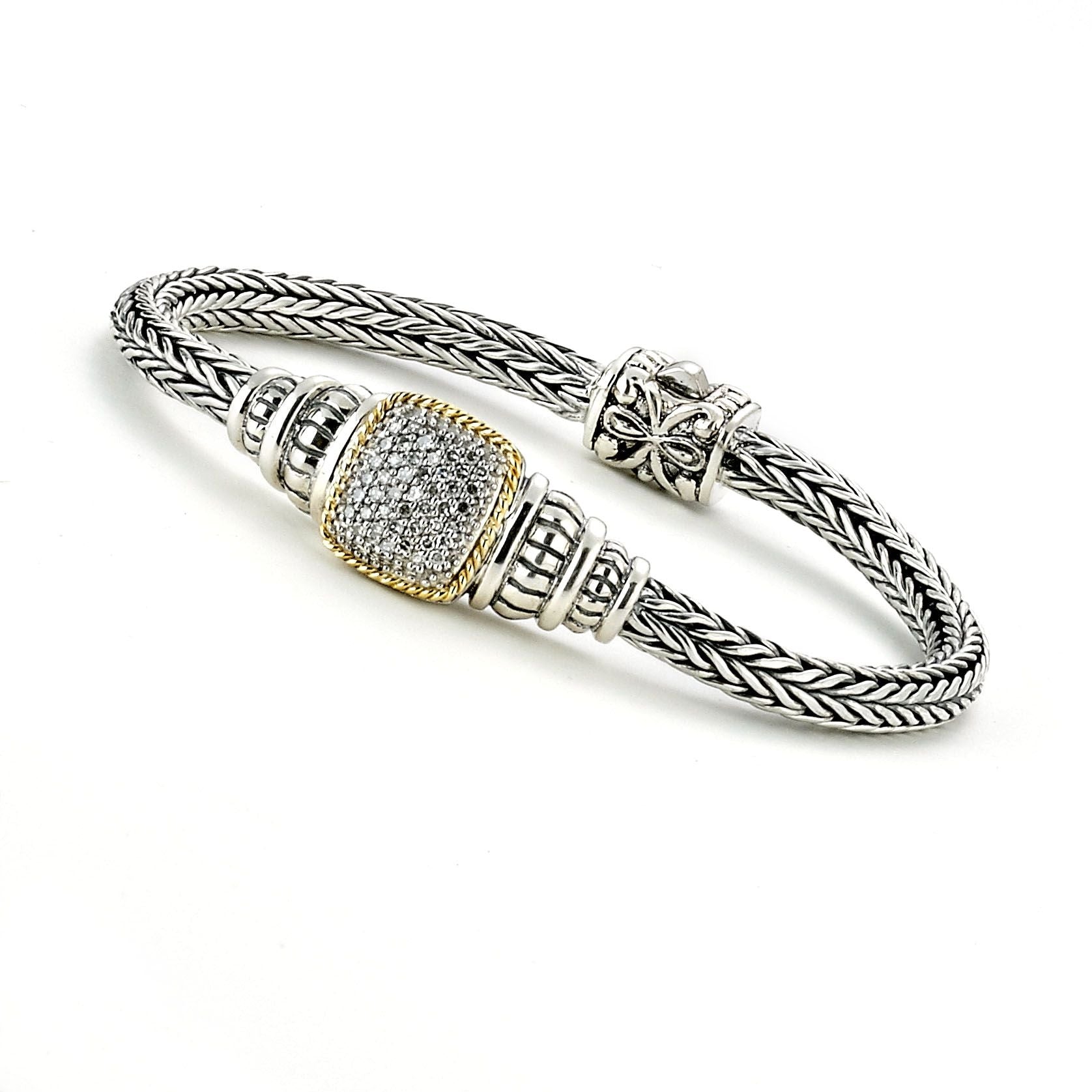 Pave' Diamond Sterling Silver Bracelet