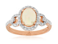 Oval Opal Diamond Halo 14K Rose Gold Ring