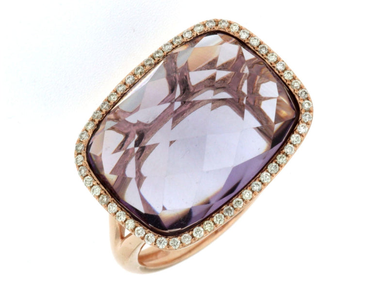14K Rose Gold 8.40ct Amethyst Diamond Ring