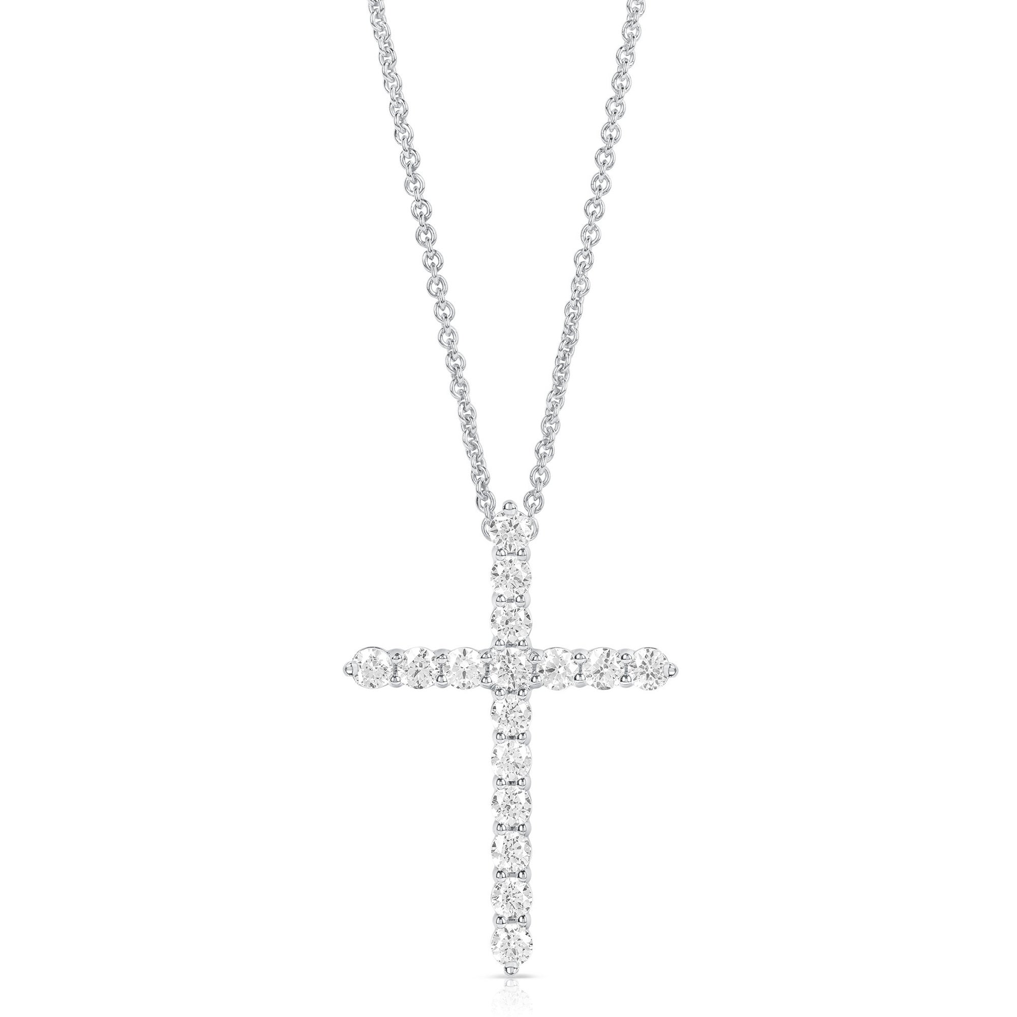 1 CT TW Diamond Cross Pendant, Everyday Chain