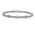 Philip Gavriel  Silver Popcorn Bracelet with 3-Diamond Stations