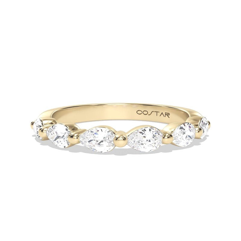 Pear Floating Diamond Wedding Band
