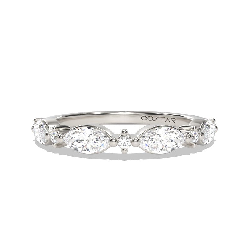 Marquise & Round Diamond Stackable Wedding Band