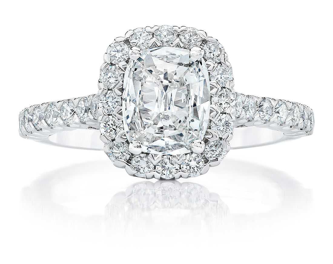 7/8 Carat Cushion Halo Engagement Ring