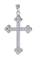14K White Gold Diamond Cross