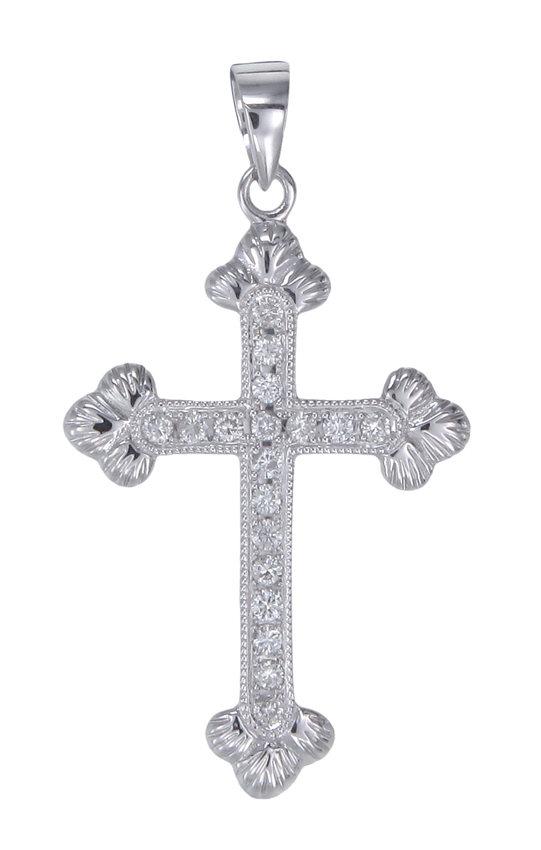 14K White Gold Diamond Cross