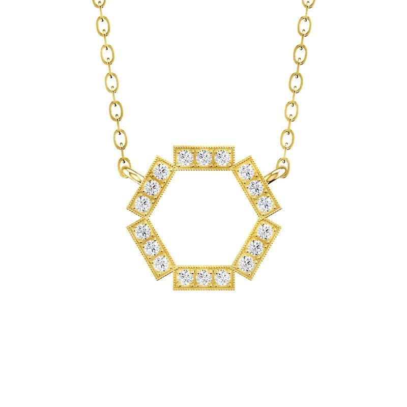 Round Diamond Baguette Station Milgrain Circle Fashion Pendant Necklace