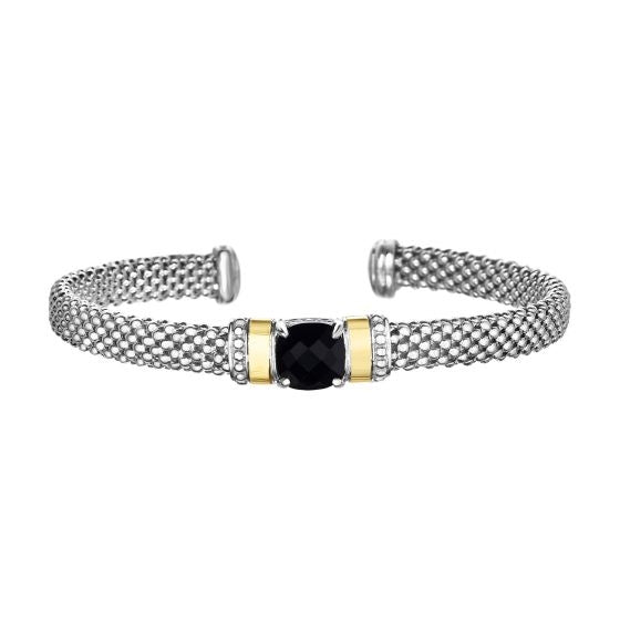 Sterling 18KY Black Onyx Cuff