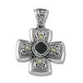 Black Onyx Sterling Silver Cross Pendant Necklace