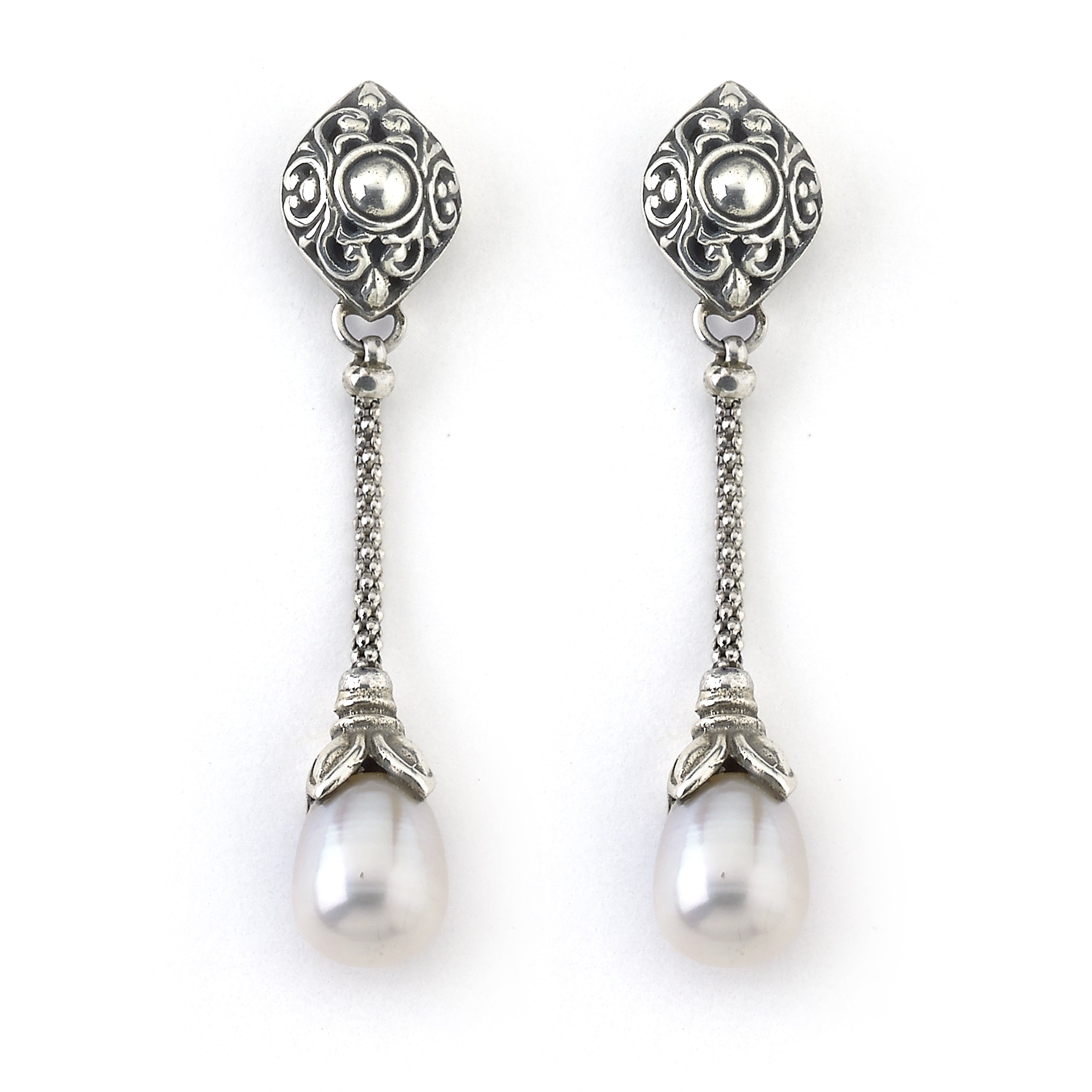 Pearl Sterling Silver Drop Earrings